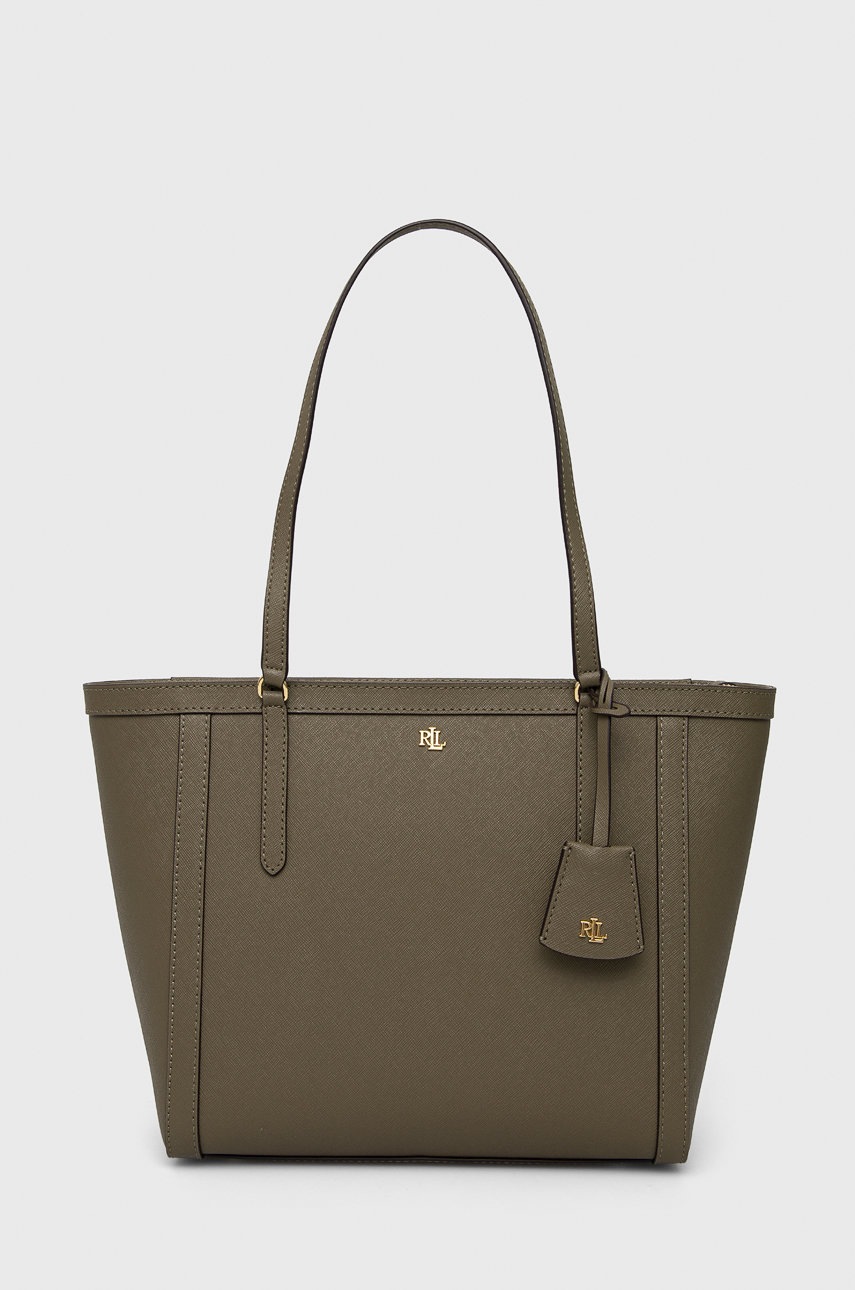 

Кожена чанта Lauren Ralph Lauren в зелено, Зелен