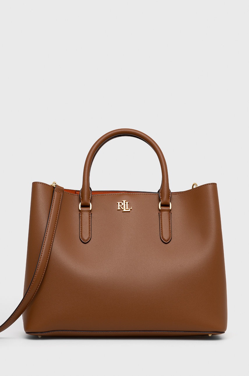 

Кожена чанта Lauren Ralph Lauren в кафяво, Кафяв
