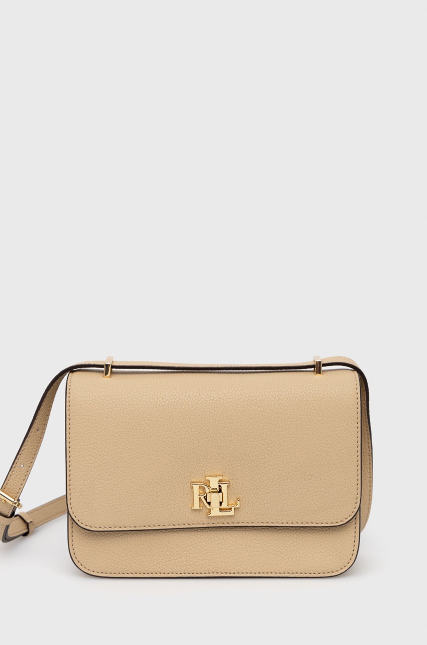 

Кожена чанта Lauren Ralph Lauren в бежово, Бежов