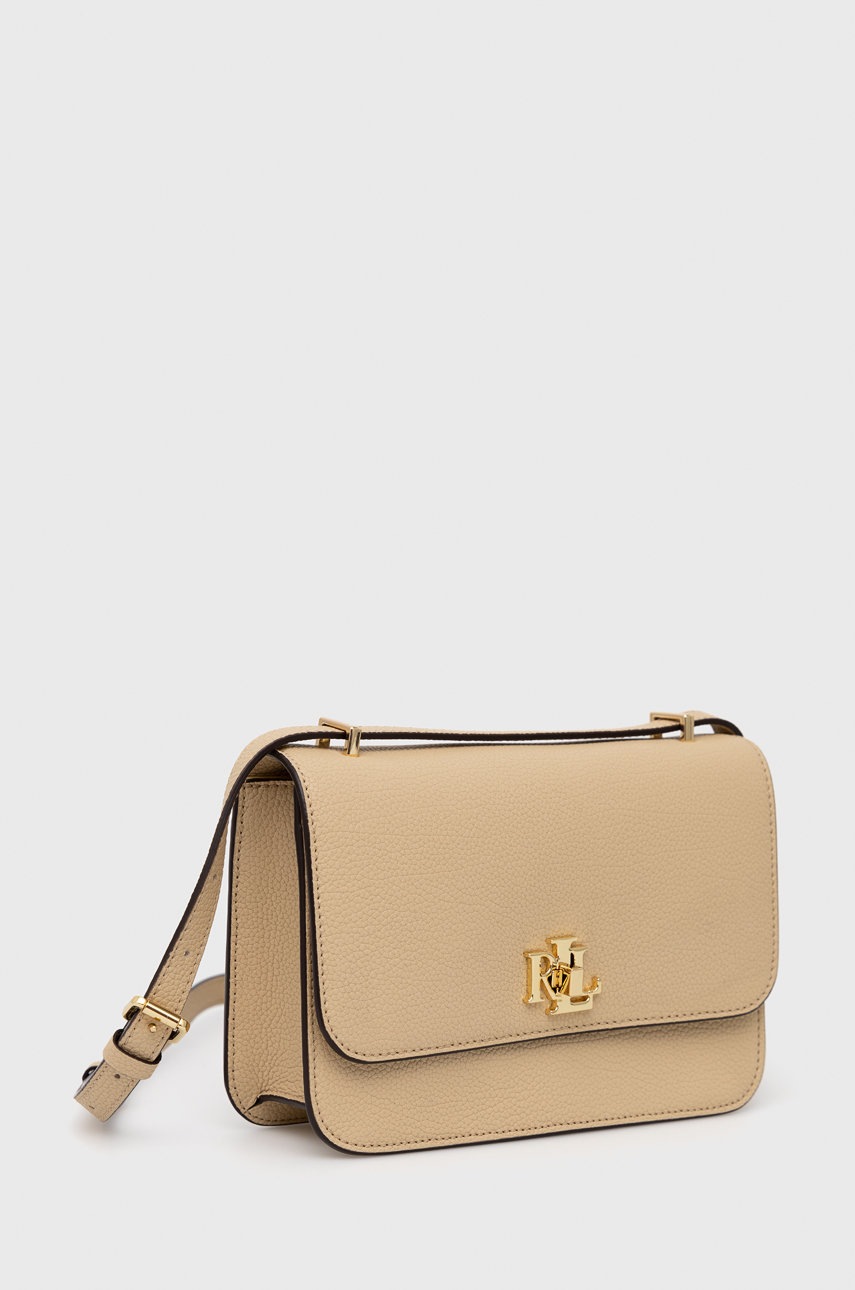 

Кожаная сумочка Lauren Ralph Lauren цвет бежевый