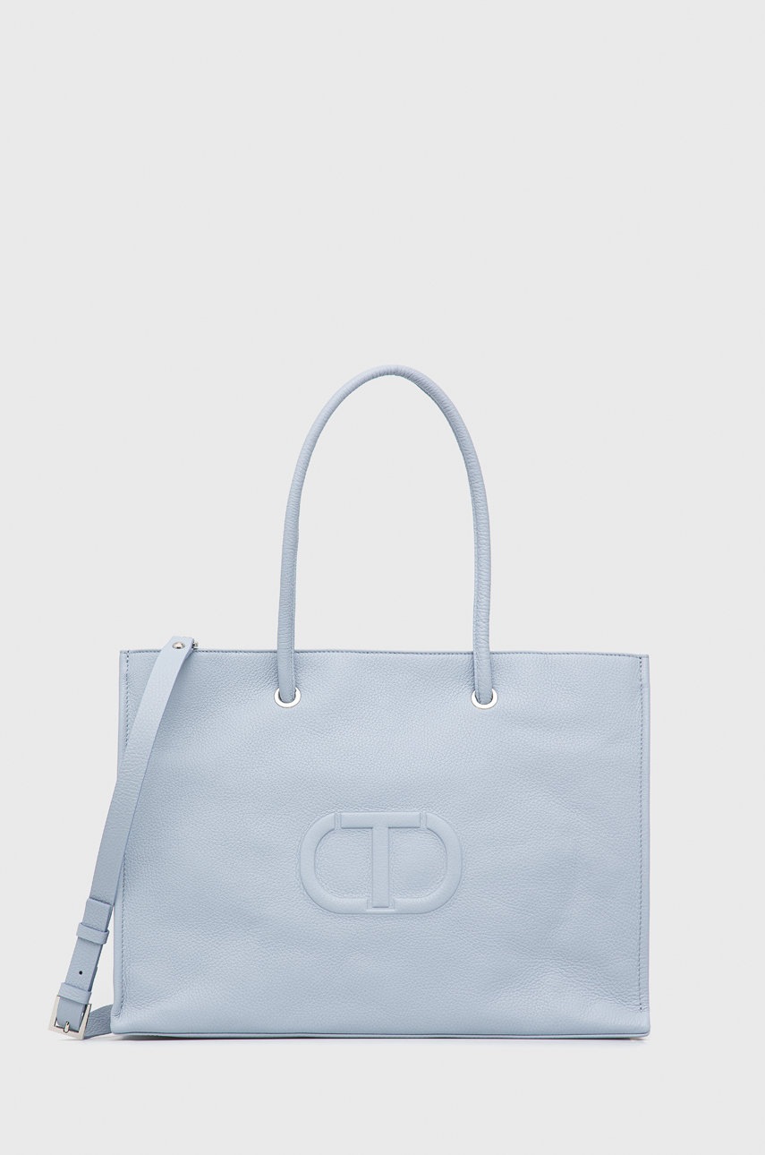 

Кожена чанта Twinset, Син