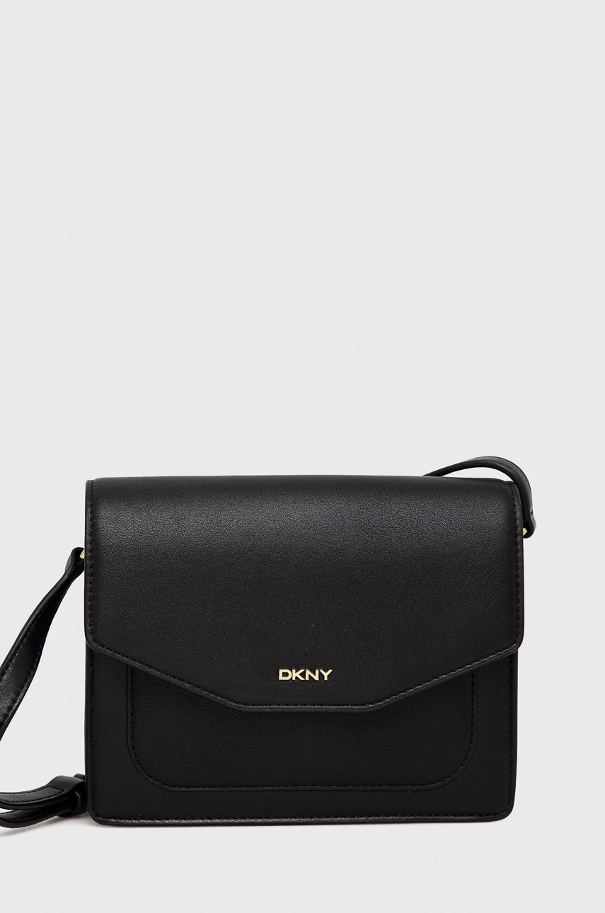 

Кожена чанта Dkny в черно, Черен