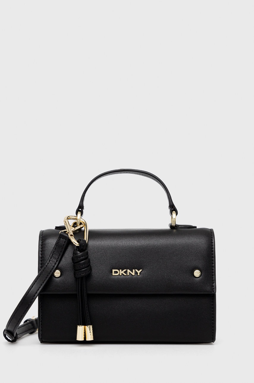 Dkny Torebka skórzana kolor czarny