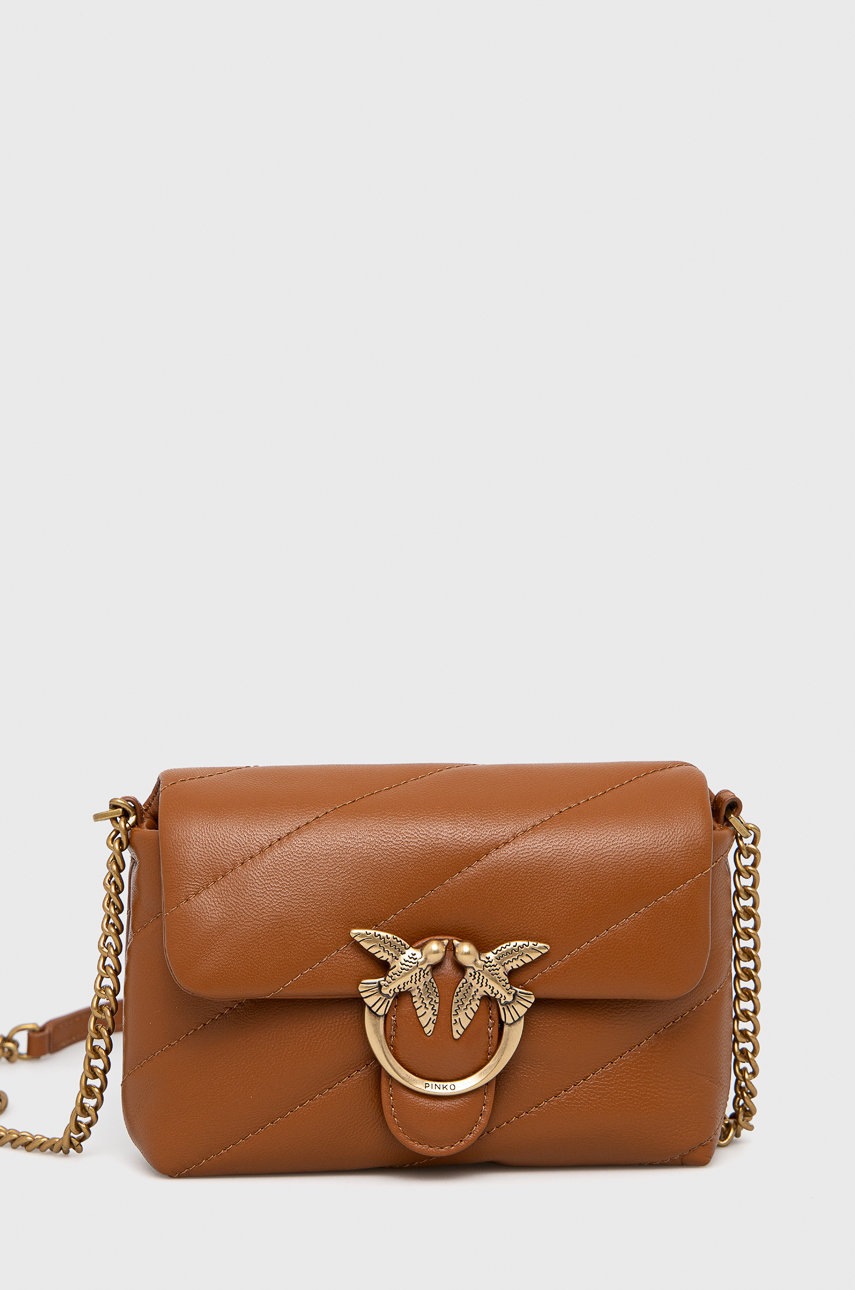 

Pinko - Кожена чанта, Кафяв