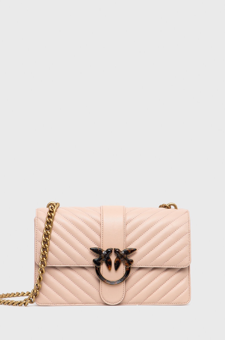 

Кожена чанта Pinko в розово, Розов