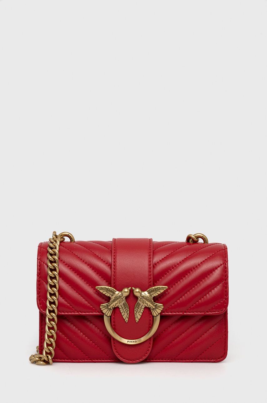 

Кожена чанта Pinko в червено, Червен