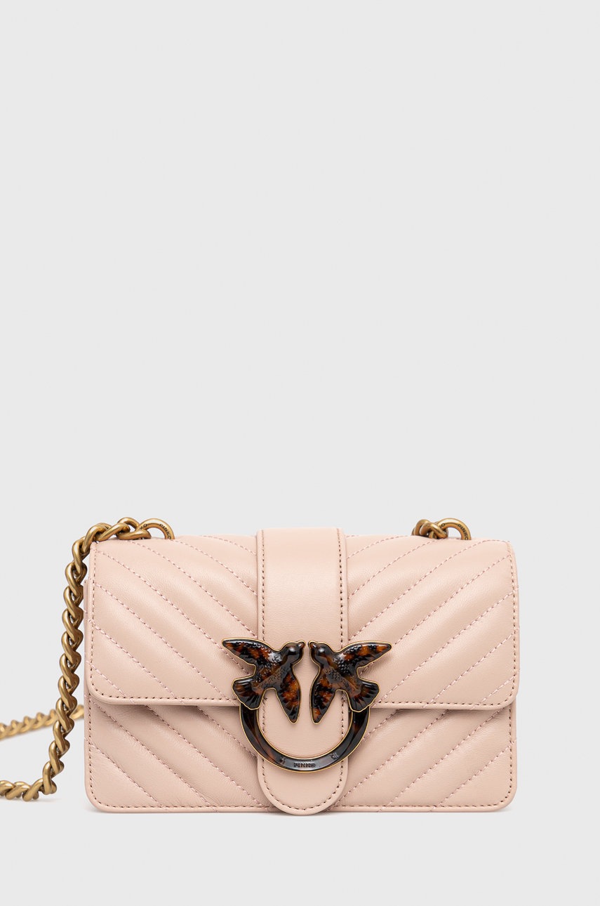 

Кожена чанта Pinko в розово, Розов