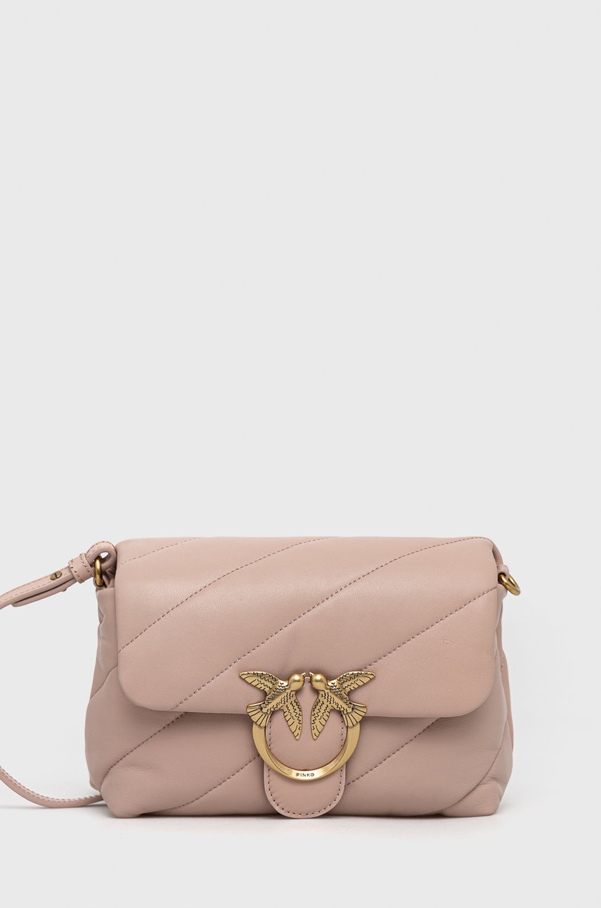 

Кожена чанта Pinko в розово, Розов