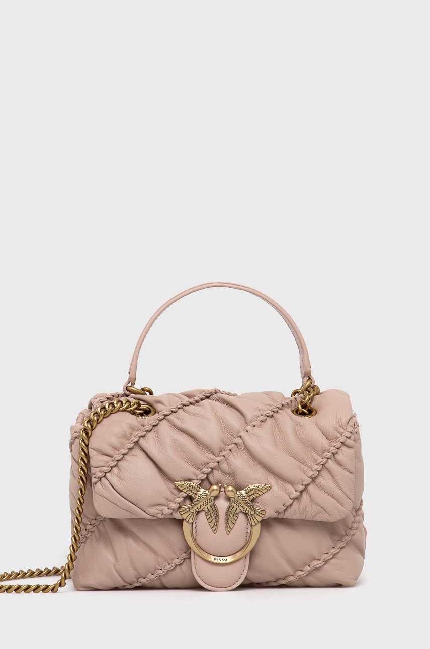 

Кожена чанта Pinko в розово, Розов