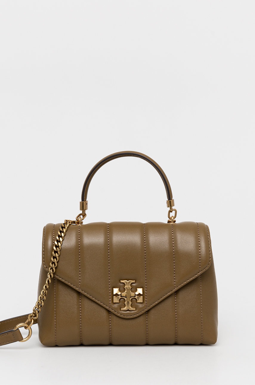 

Кожена чанта Tory Burch в зелено, Зелен
