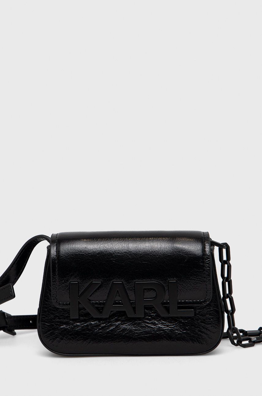 Karl Lagerfeld borseta de piele culoarea negru ANSWEAR