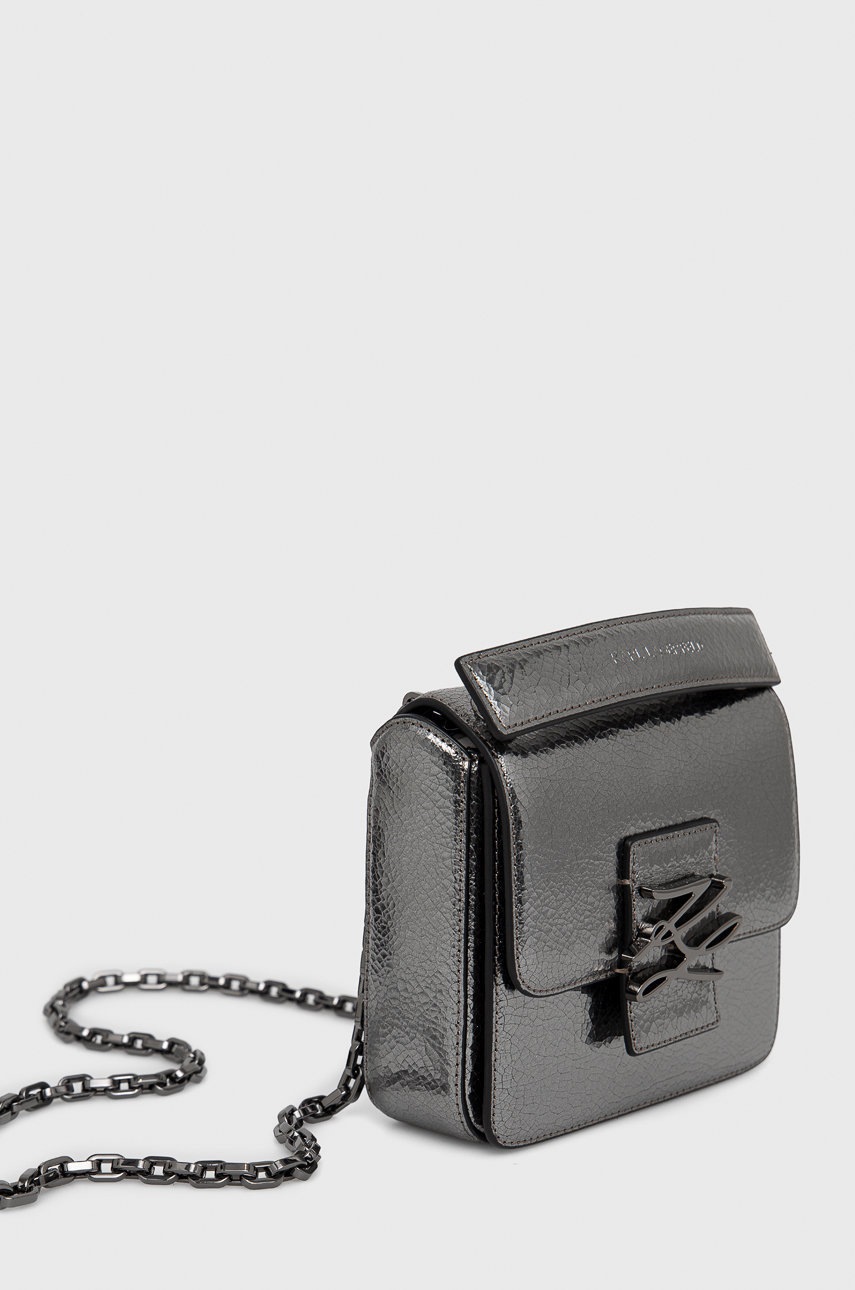 

Шкіряна сумочка Karl Lagerfeld колір срібний