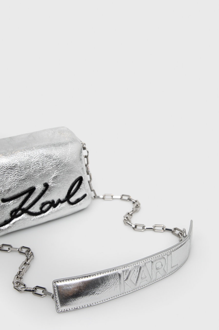 

Шкіряна сумочка Karl Lagerfeld колір срібний