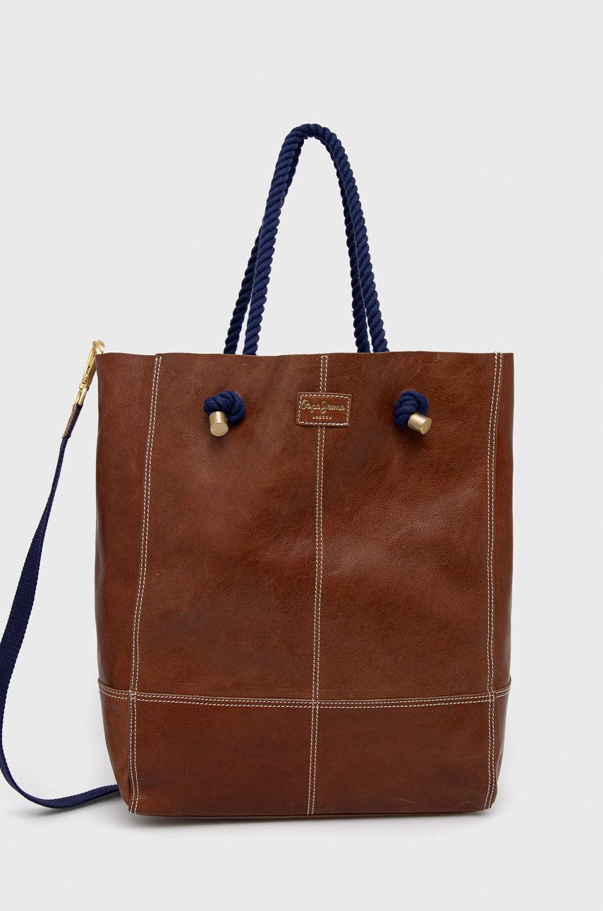 

Кожена чанта Pepe Jeans Star Bag в кафяво, Кафяв