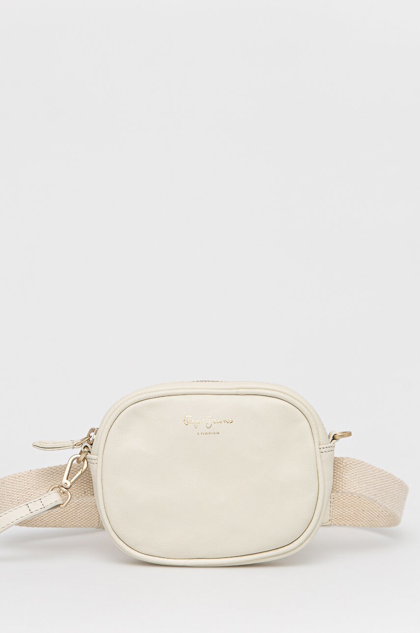 Pepe jeans poseta de piele suzanne bag culoarea bej