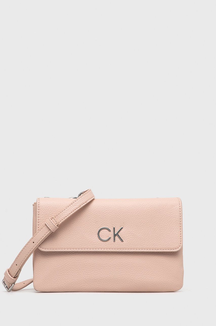 Kabelka Calvin Klein růžová barva - růžová -  51% Polyester