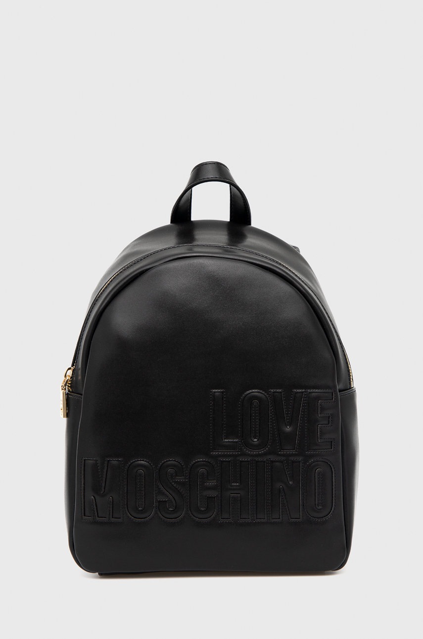 

Раница Love Moschino дамски в черно малък размер с изчистен дизайн, Черен