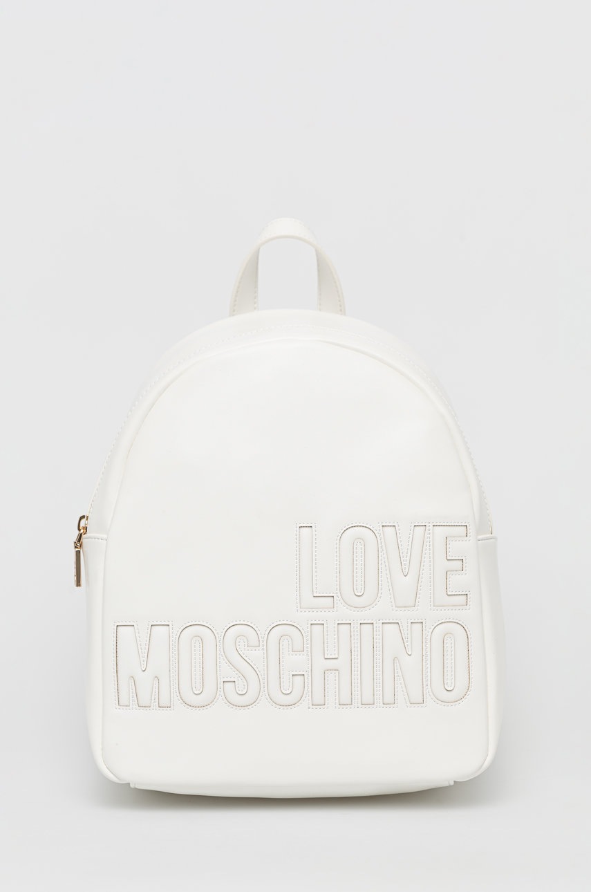 

Раница Love Moschino дамски в бяло малък размер с изчистен дизайн, Бял