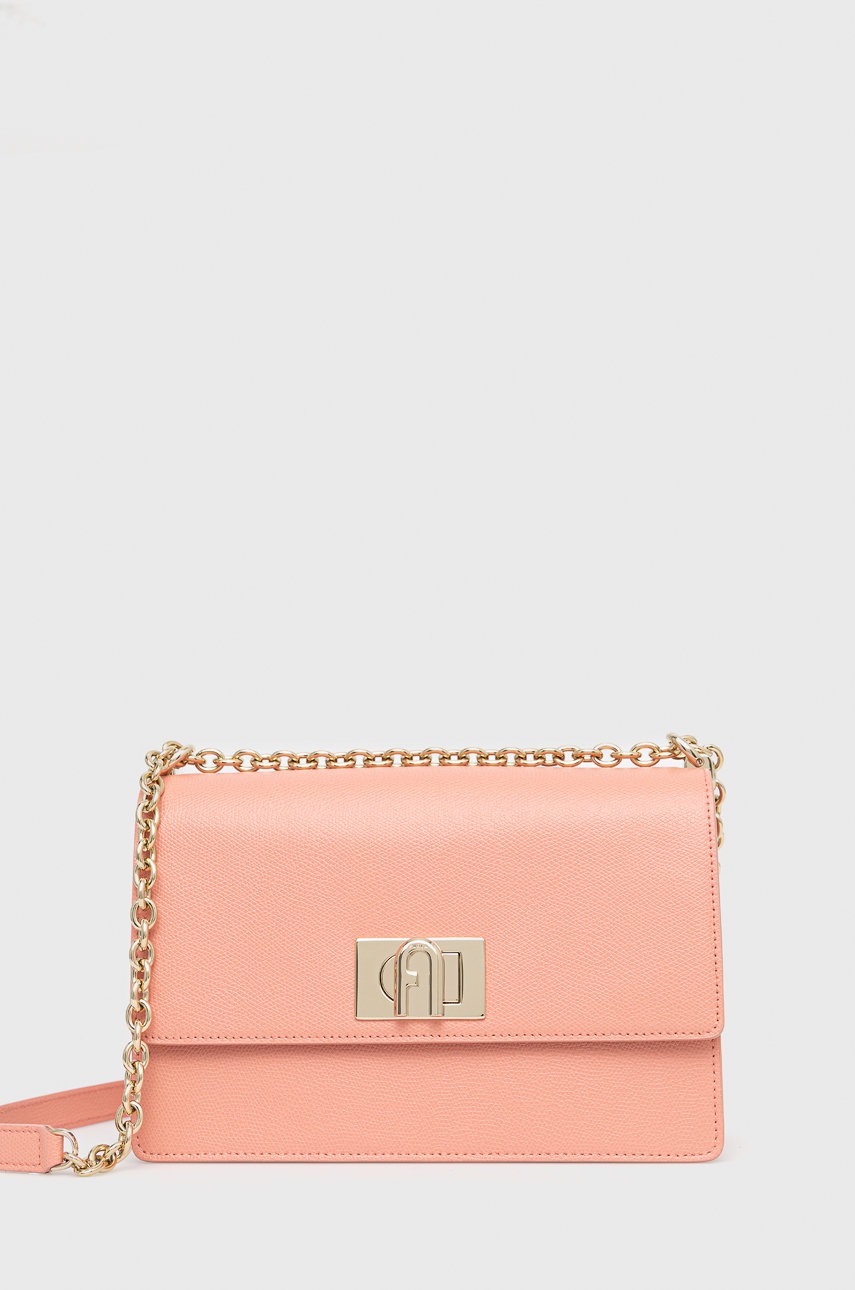 

Кожена чанта Furla в розово, Розов