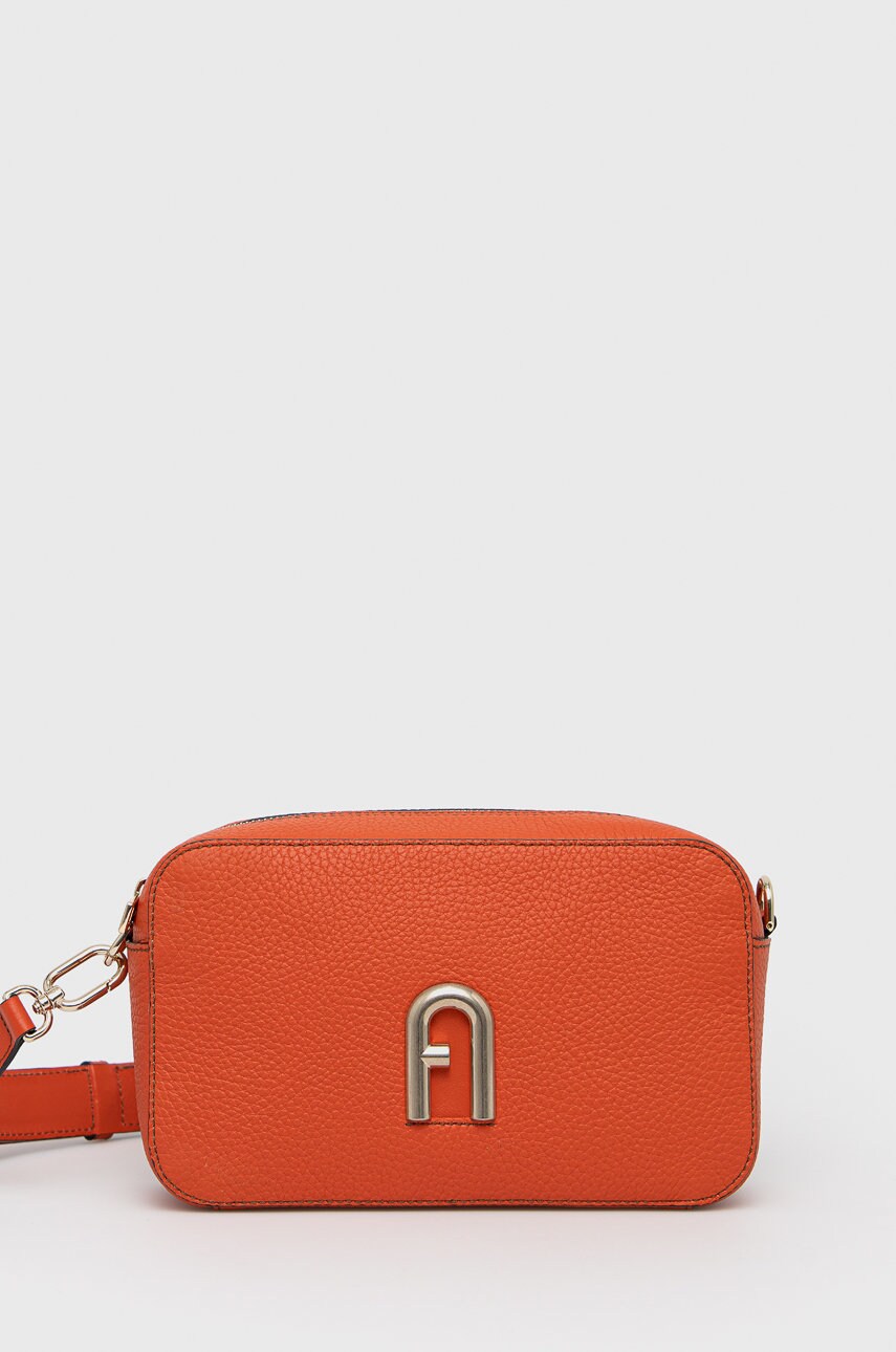 Furla poseta de piele culoarea portocaliu
