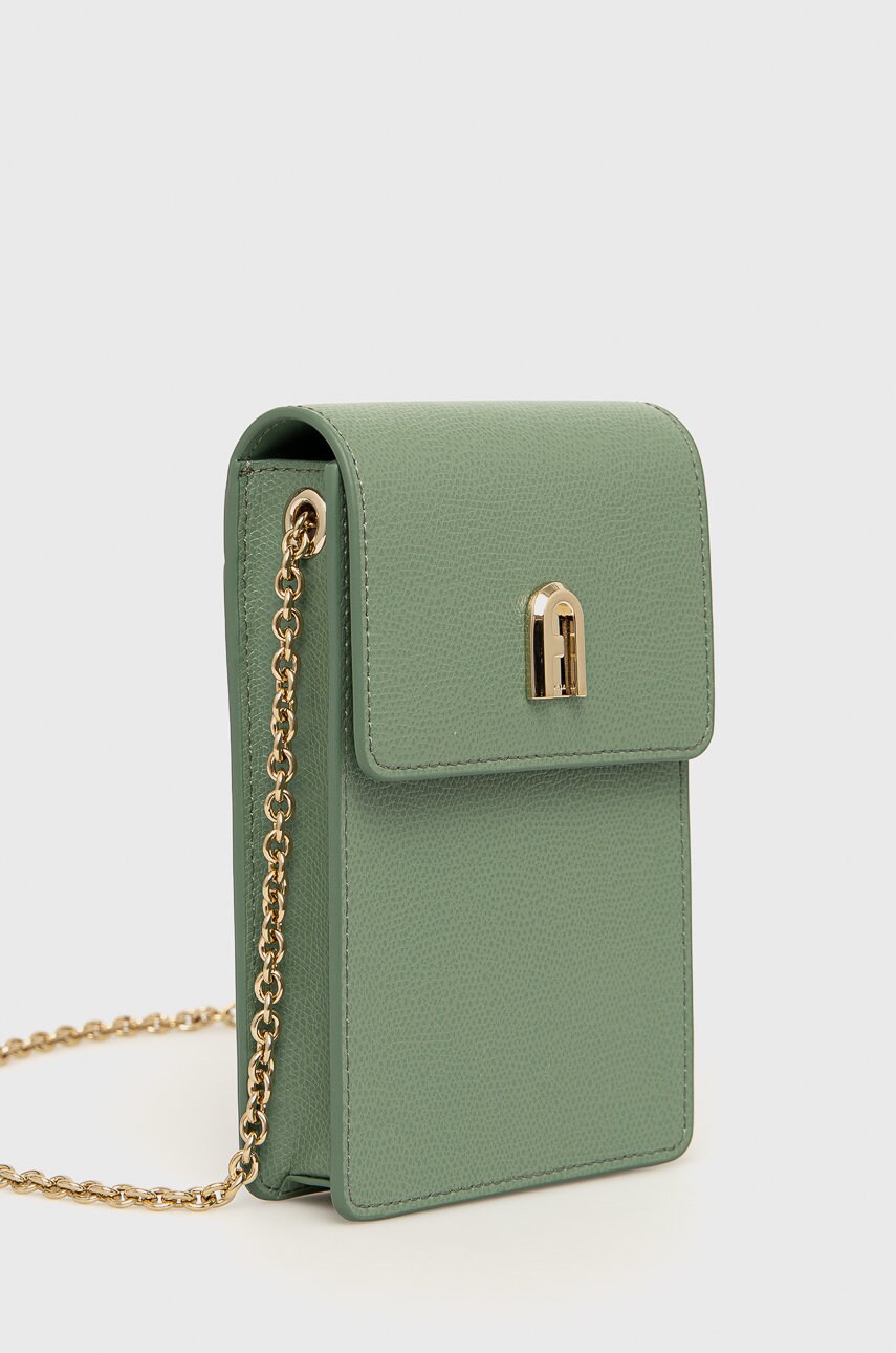 

Шкіряний чохол на телефон Furla колір зелений