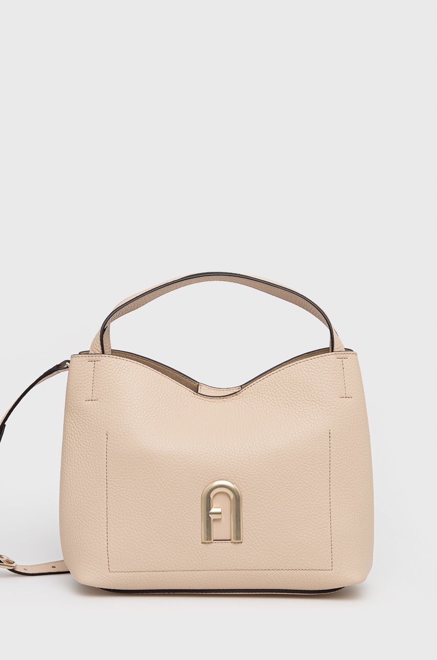 

Кожена чанта Furla в бежово, Бежов