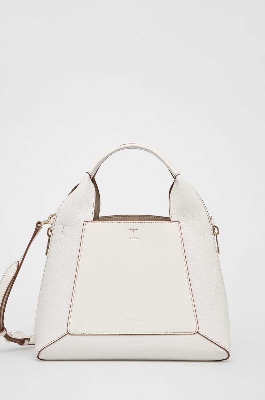 

Кожена чанта Furla в бяло, Бял