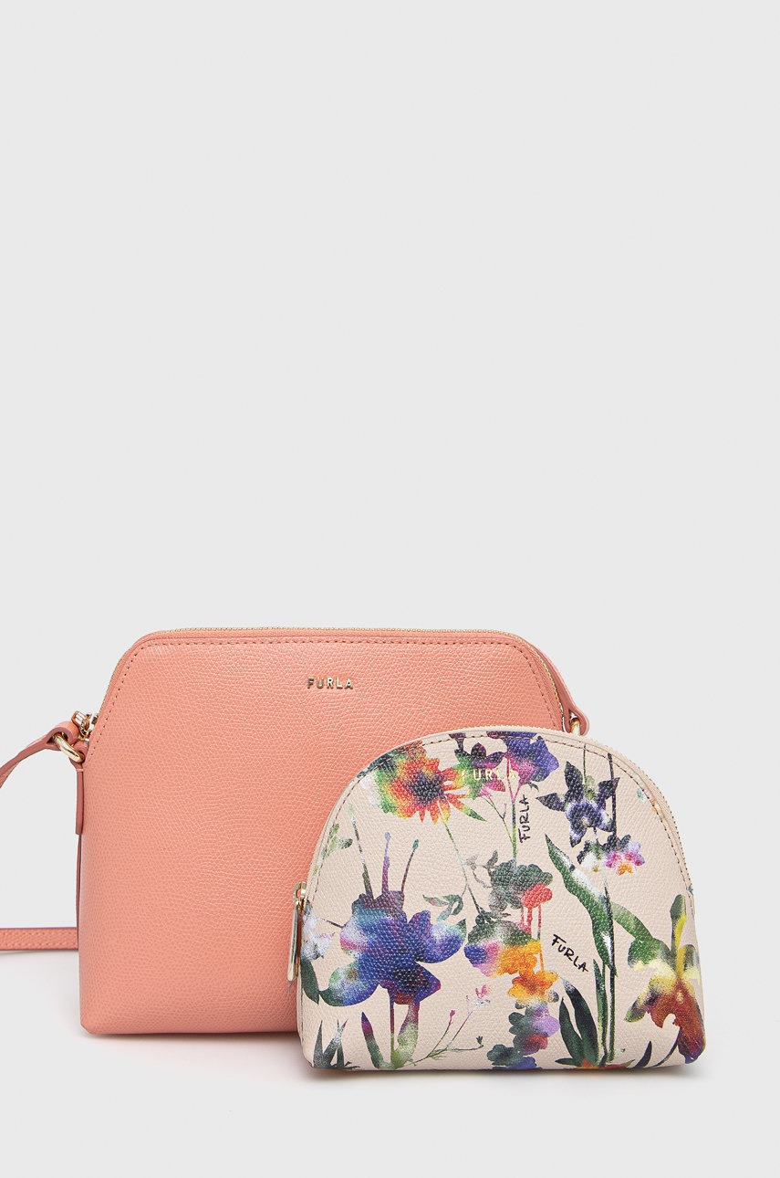 

Кожена чанта Furla в розово, Розов