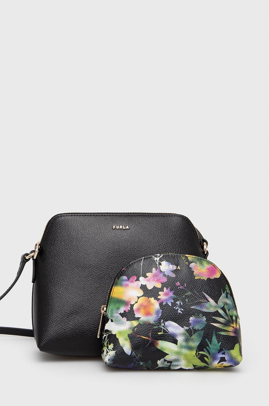

Кожена чанта Furla в черно, Черен