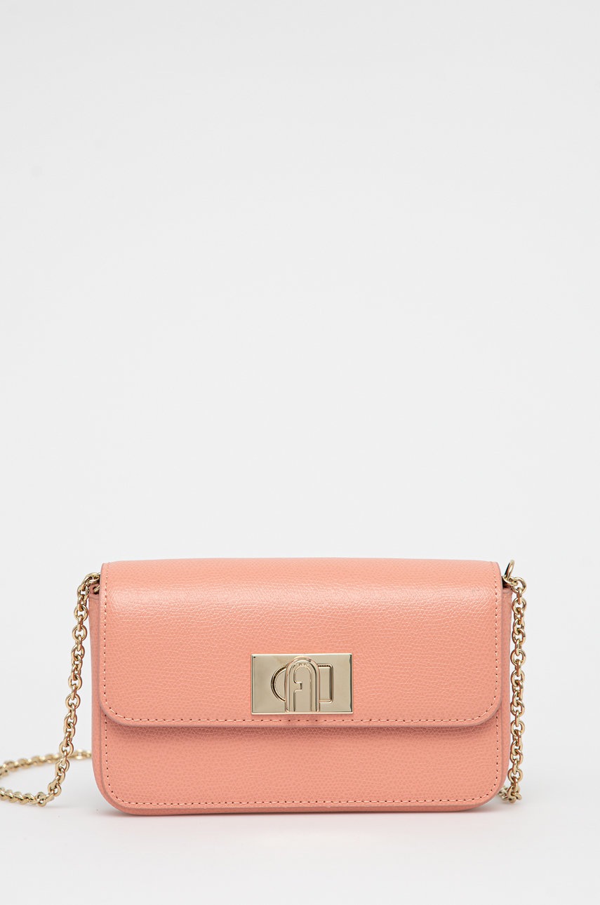 

Кожена чанта Furla в розово, Розов