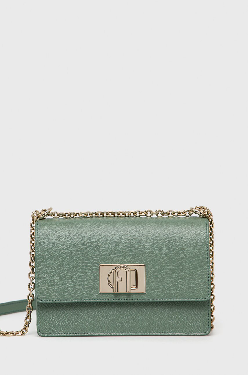 

Кожена чанта Furla в зелено, Зелен