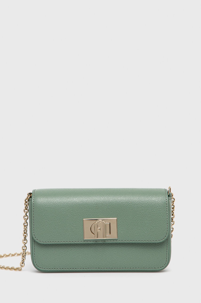 

Кожена чанта Furla в зелено, Зелен