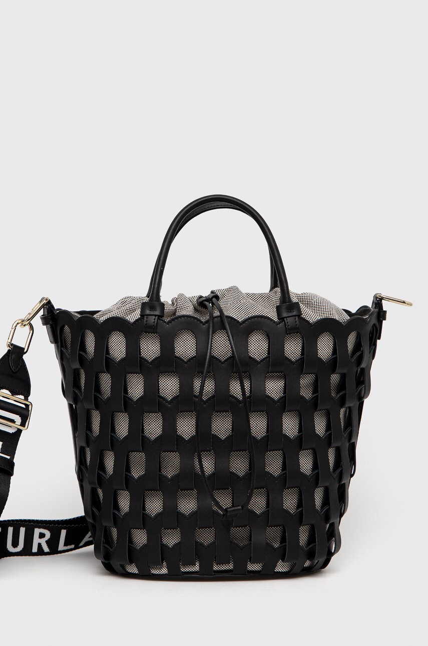 

Кожена чанта Furla в черно, Черен