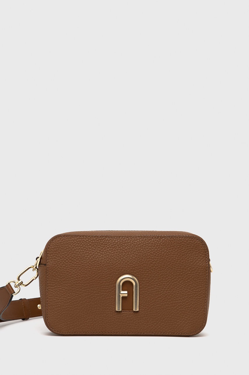 

Кожена чанта Furla в кафяво, Кафяв