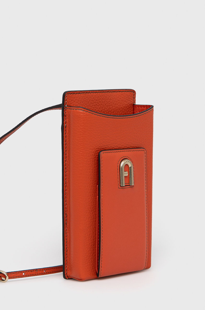 

Кожаный чехол на телефон Furla цвет оранжевый
