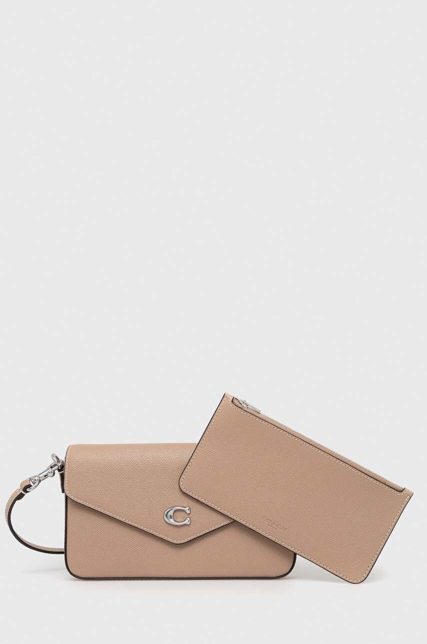 

Кожена чанта Coach Wyn Crossbody в бежово, Бежов