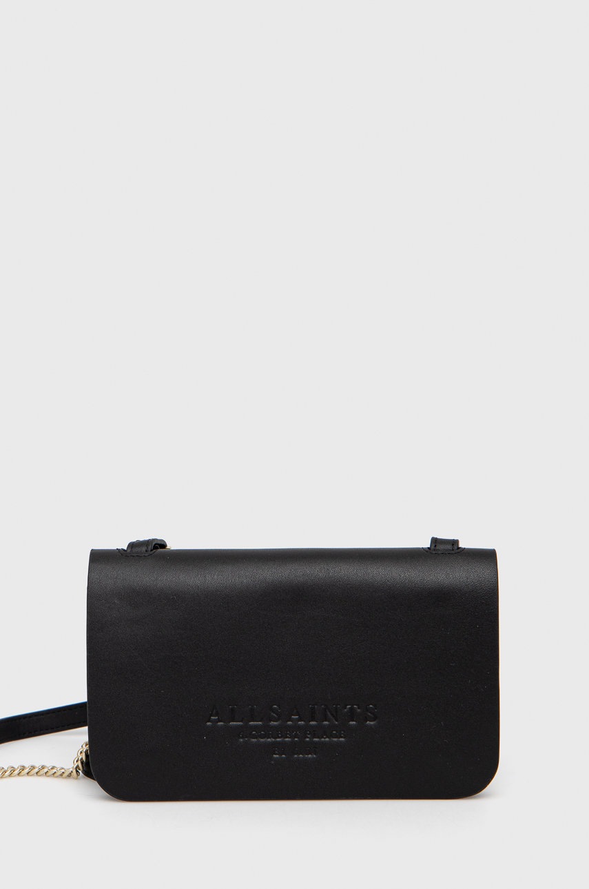

Кожена чанта AllSaints в черно, Черен