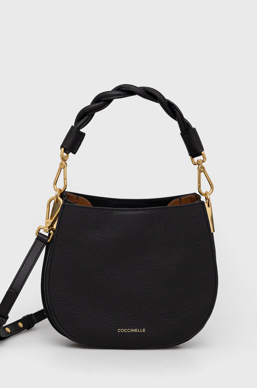 

Кожена чанта Coccinelle в черно, Черен