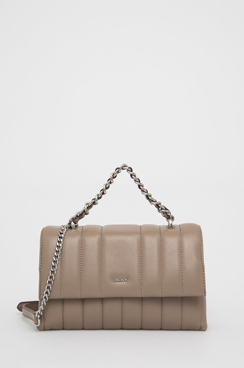 

Кожена чанта Dkny в кафяво, Кафяв