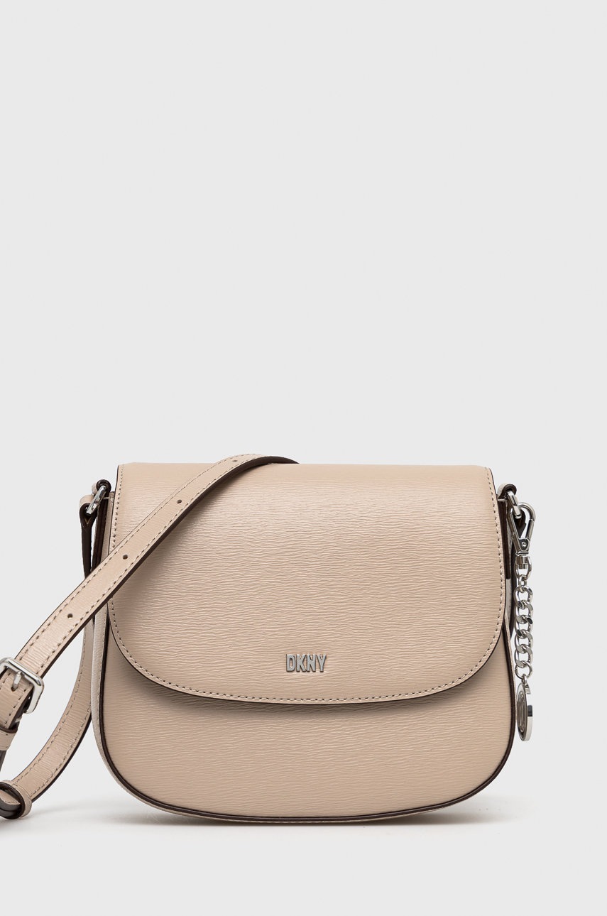 

Кожена чанта Dkny в бежово, Бежов