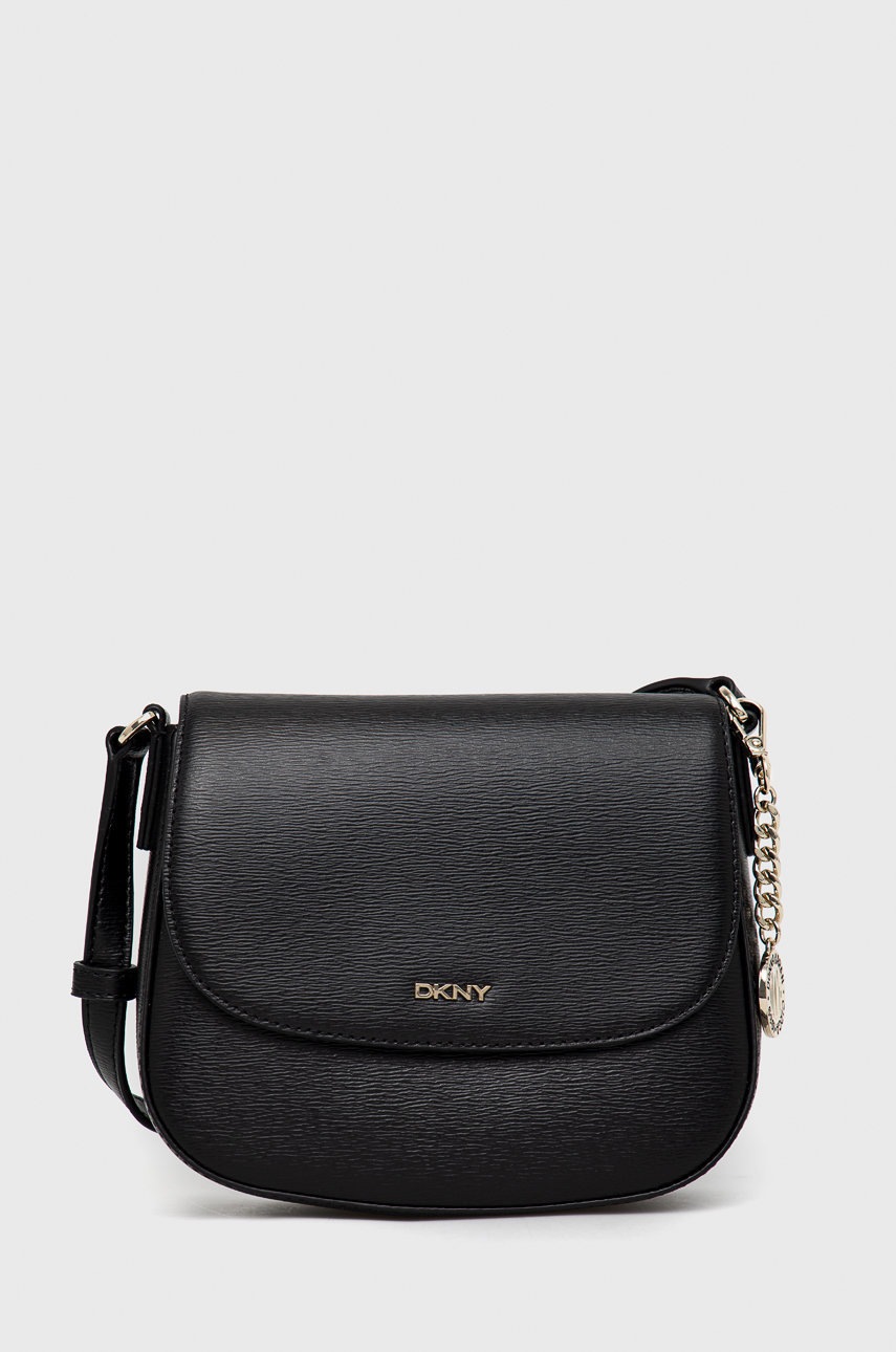 

Кожена чанта Dkny в черно, Черен