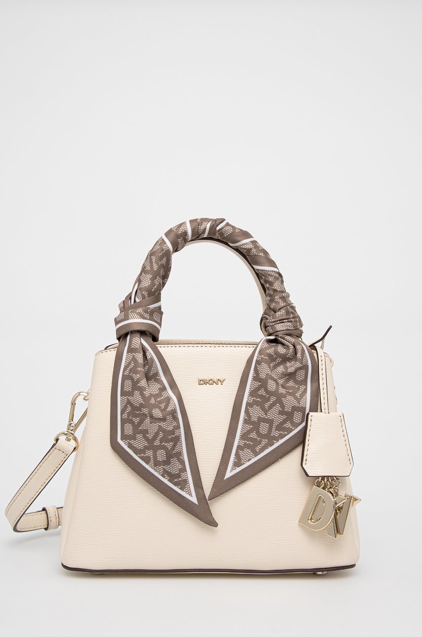 

Кожена чанта Dkny в бежово, Бежов