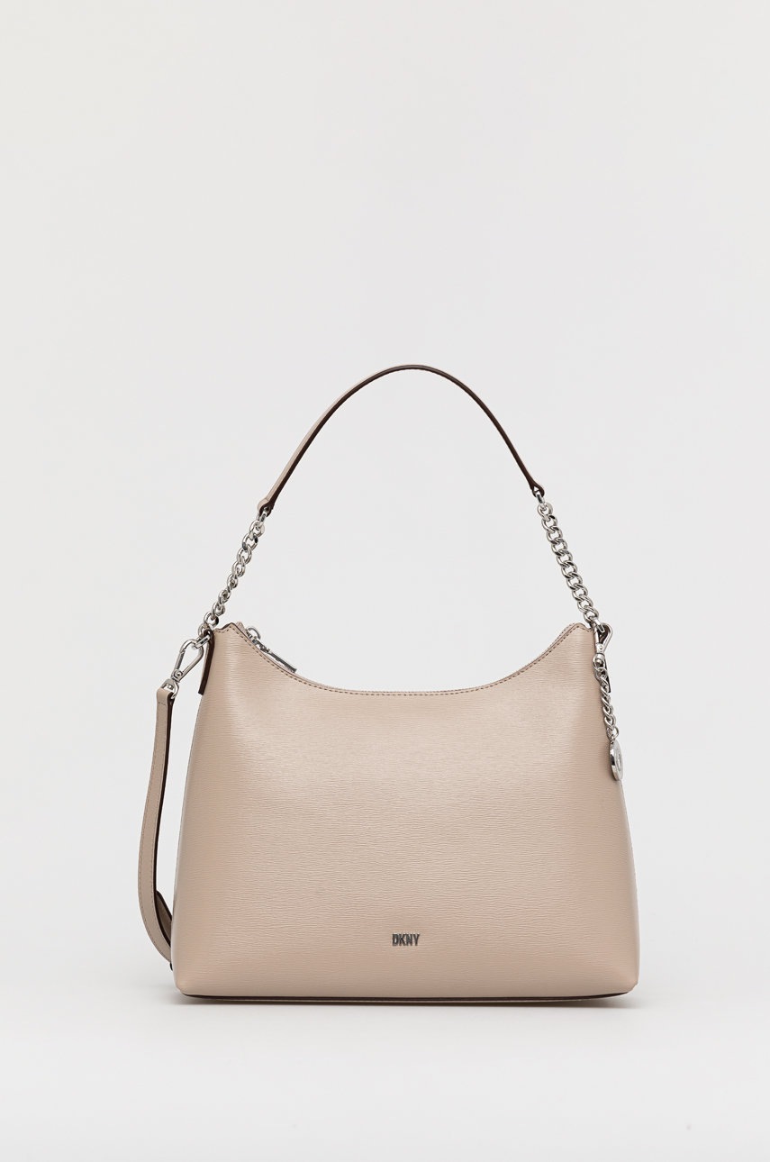 

Кожена чанта Dkny в бежово, Бежов