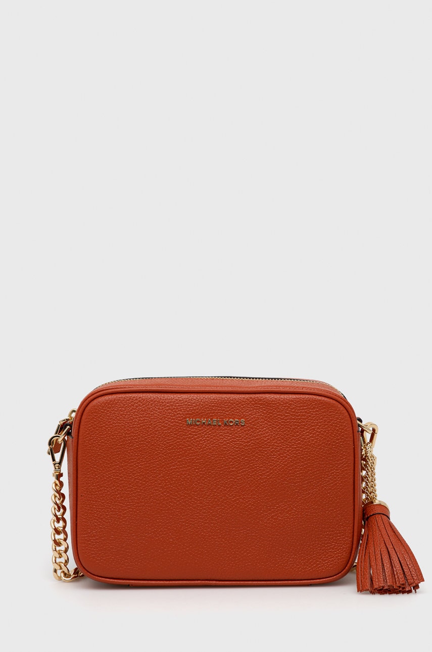 Michael michael kors poseta de piele culoarea portocaliu