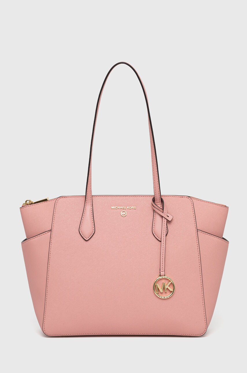 

Кожена чанта MICHAEL Michael Kors в розово, Розов