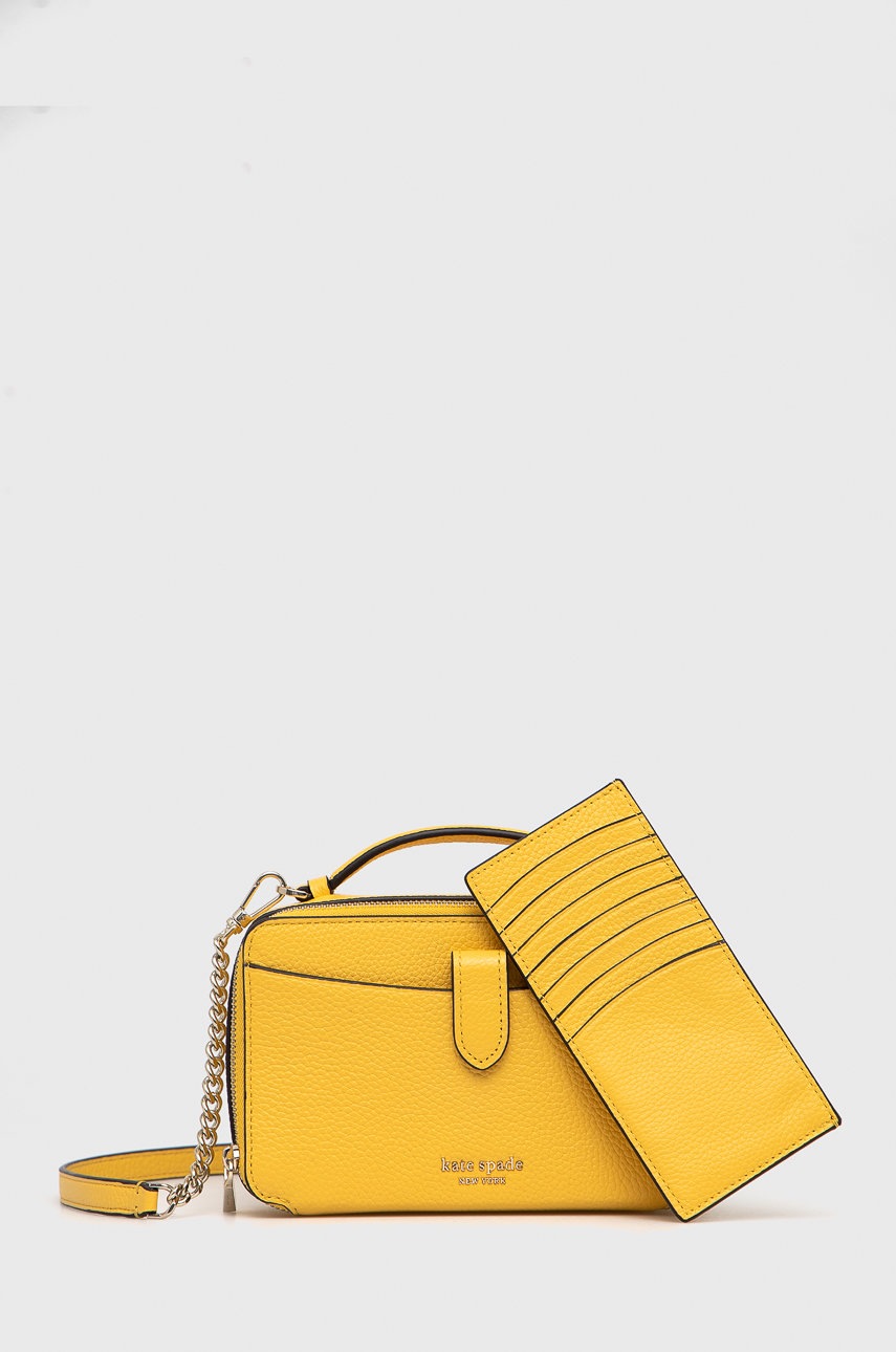 

Кожена чанта Kate Spade в бежово, Жълт