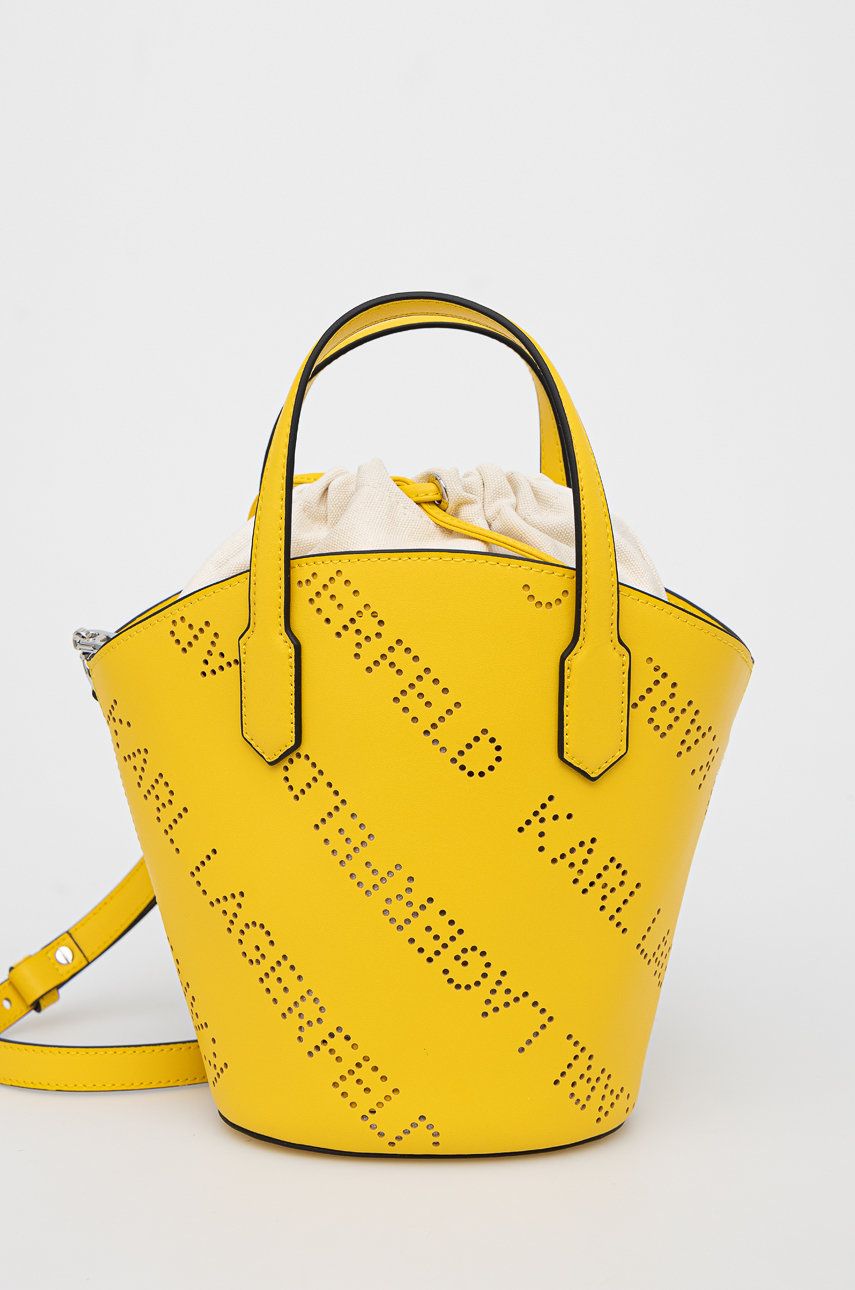 Karl Lagerfeld poseta de piele culoarea galben Accesorii