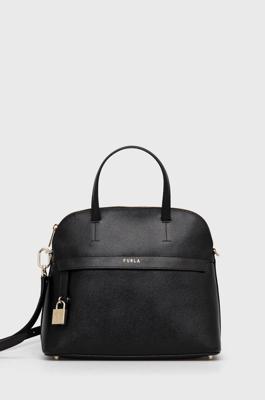

Кожена чанта Furla в черно, Черен