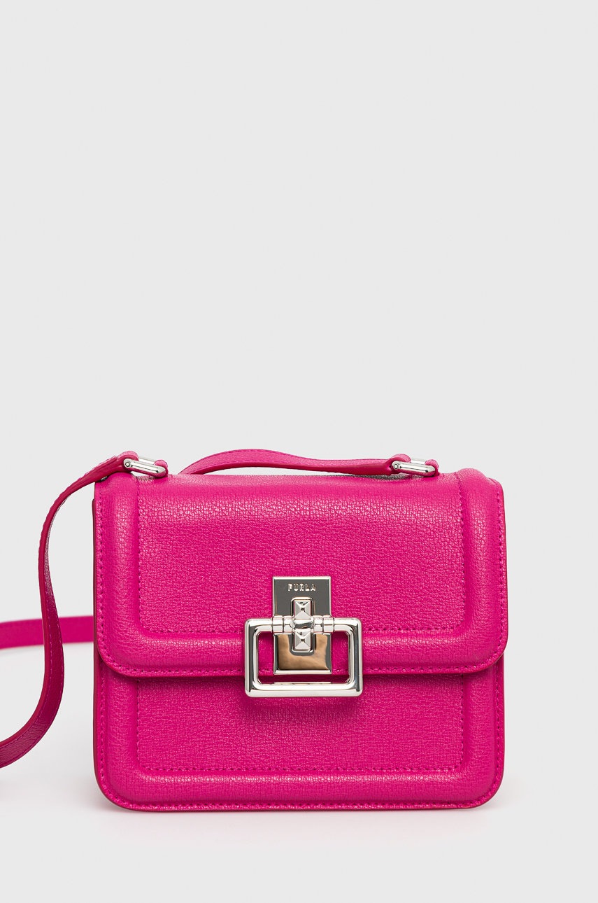 

Кожена чанта Furla в розово, Розов