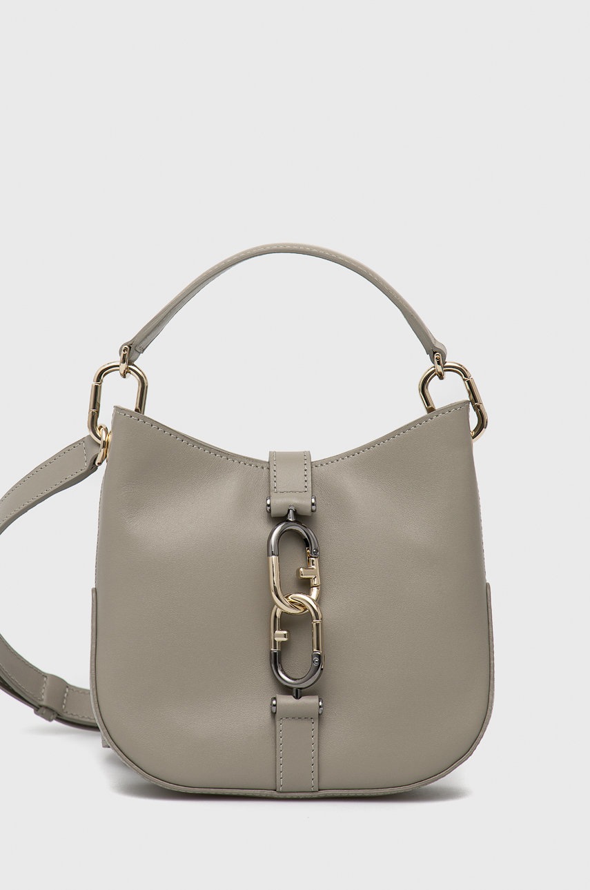 

Кожена чанта Furla в сиво, Сив